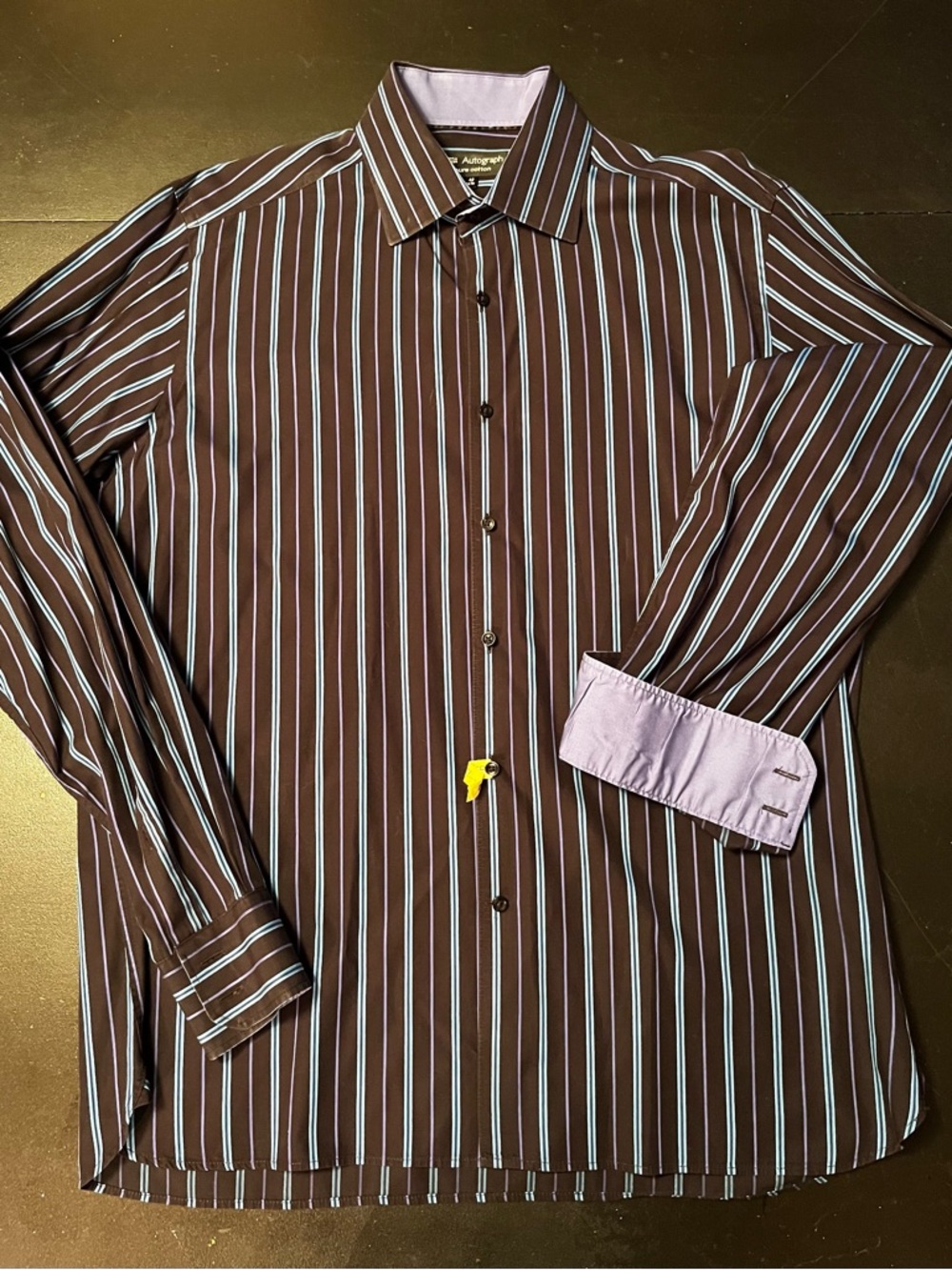Marks & Spencer Autograph Button-Up Shirt with Light Blue/Purple Stripes